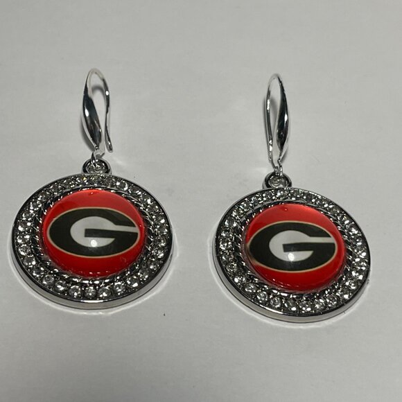 Georgia Bulldogs NCAA Fashion Dangle Rhinestone Earrings NEW - Picture 2 of 2
